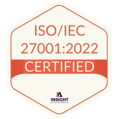 ISO/IEC 27001:2022 certified by Insight Assurance