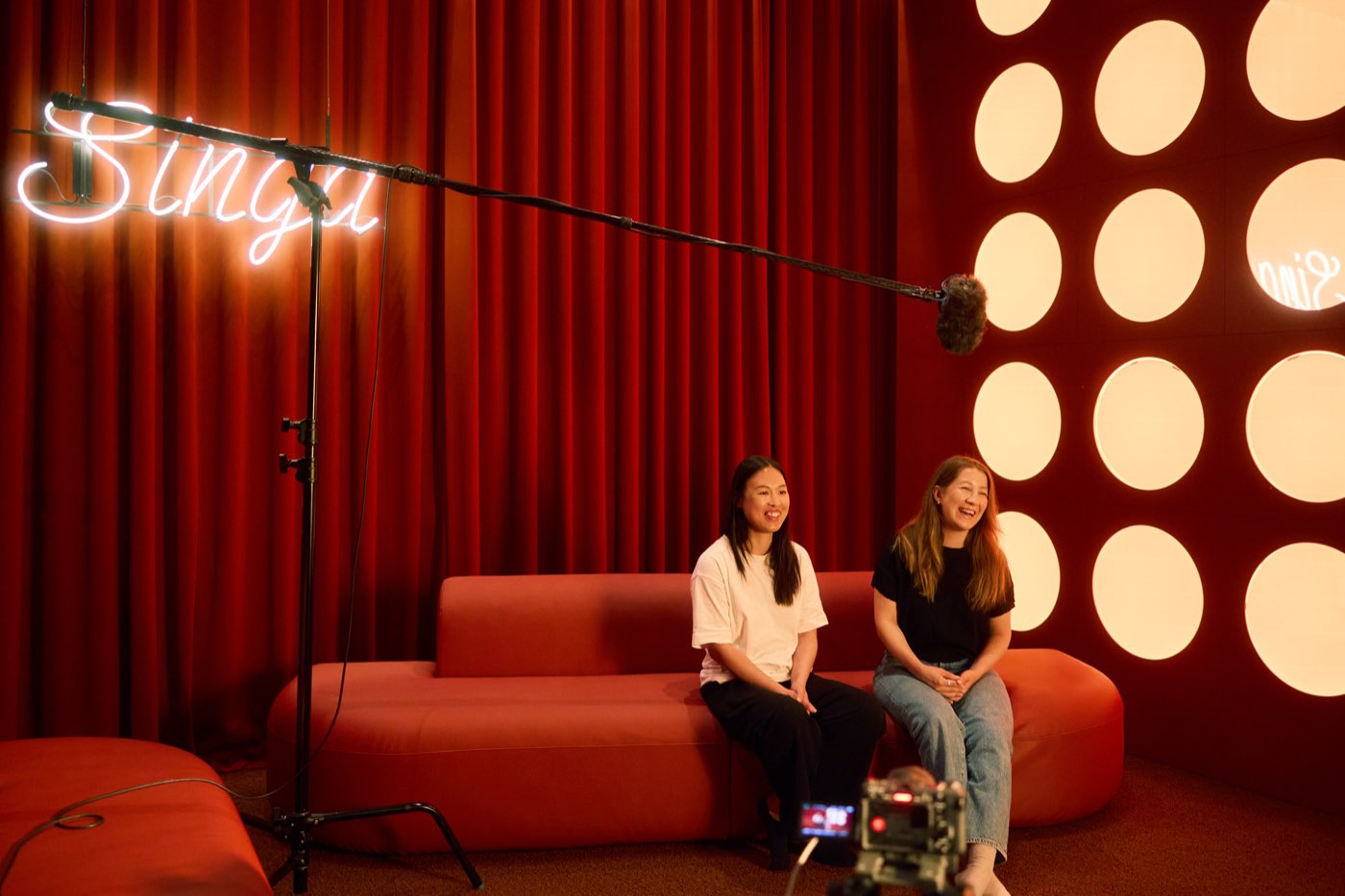 Filming the Singa customer story in the karaoke room